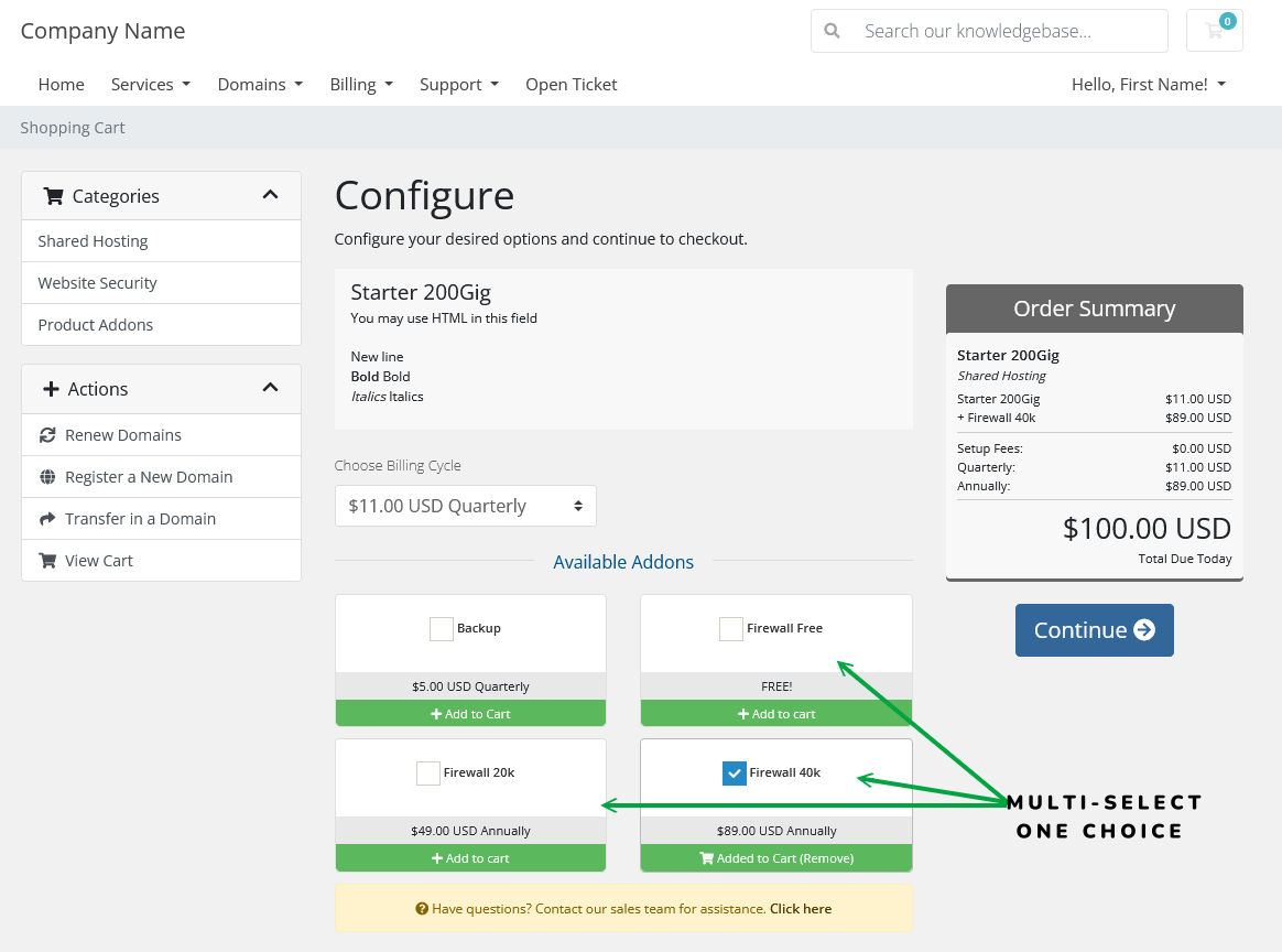 whmcs firewall addon service