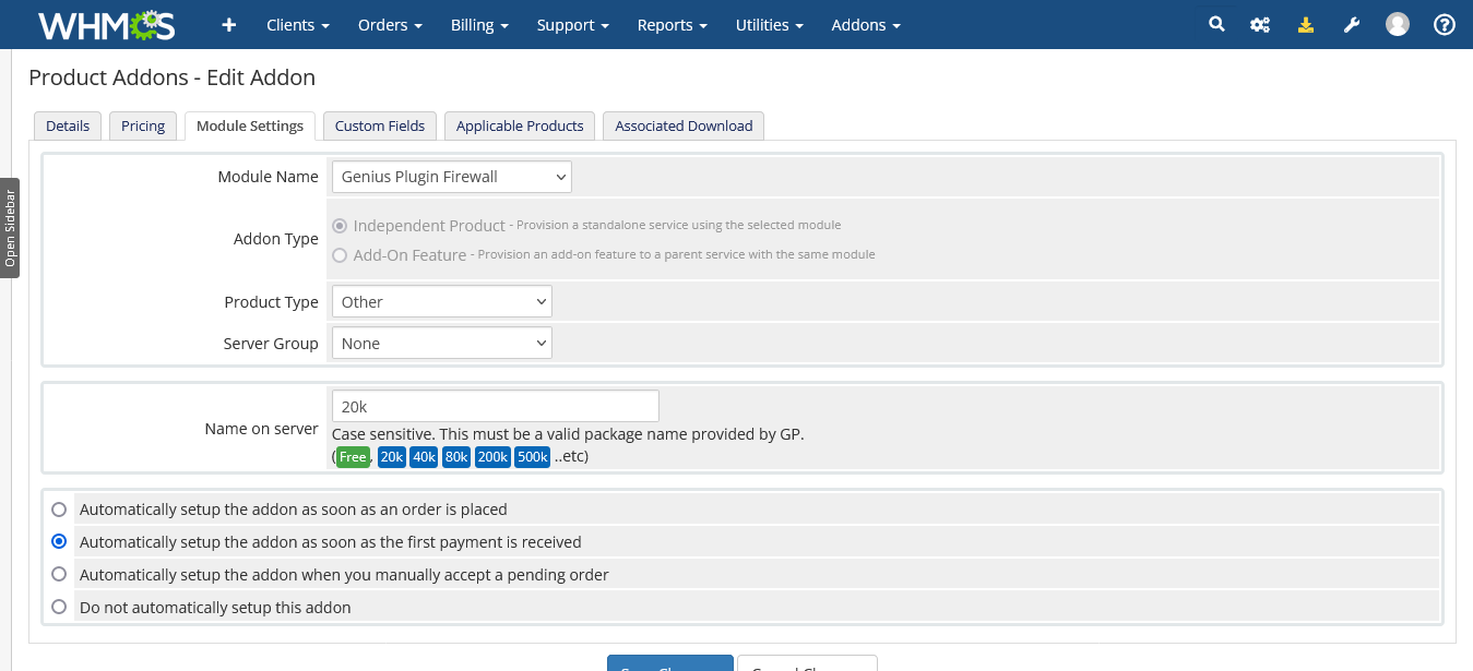 whmcs firewall addon service 3