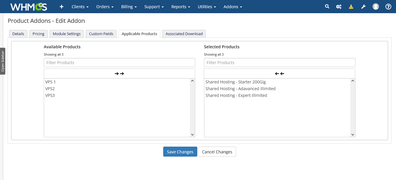 whmcs firewall addon service 5